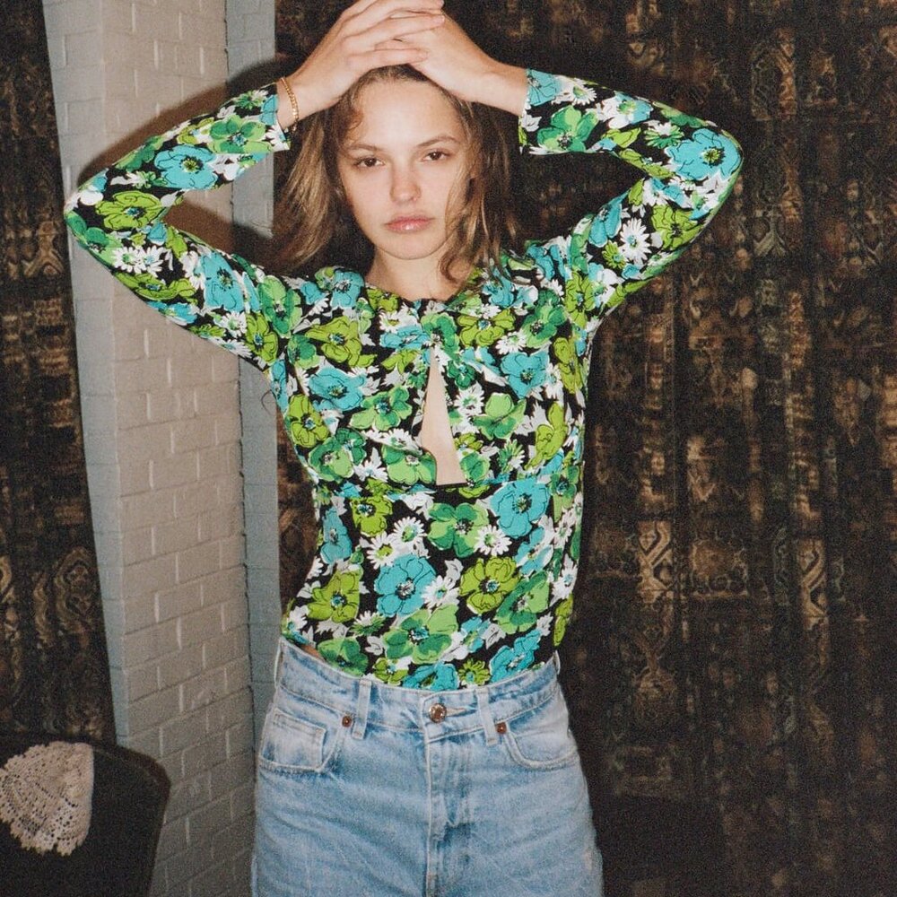 Zara Floral Draped Bodysuit